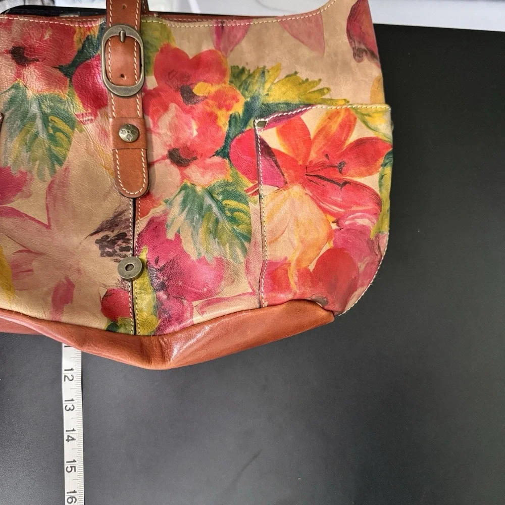 Patricia Nash Floral Hobo Bag Italian Heritage Leather Shoulder Slouchy Cottage